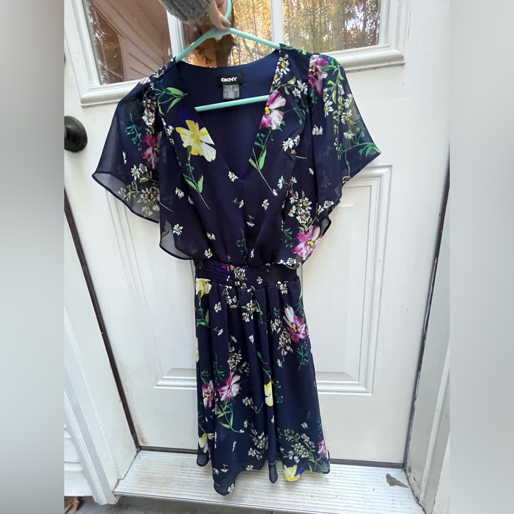 DKNY Navy Floral Maxi Dress Size 2